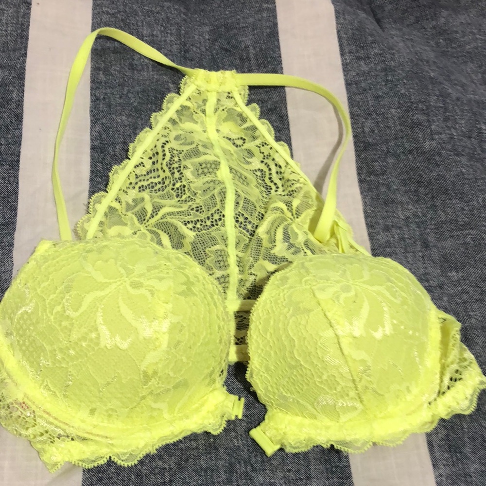 Yellow lace Victoria’s Secret pink bra